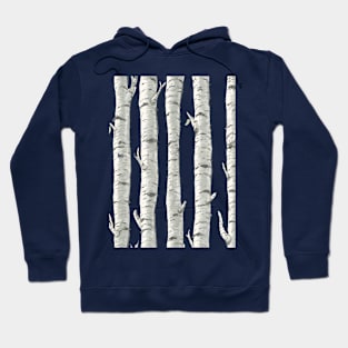 Birch Trunks on Ivory Hoodie